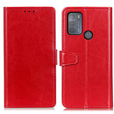 Custodia Portafoglio In Pelle Cover con Supporto A06D per Motorola Moto G50 Rosso