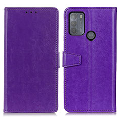 Custodia Portafoglio In Pelle Cover con Supporto A06D per Motorola Moto G50 Viola