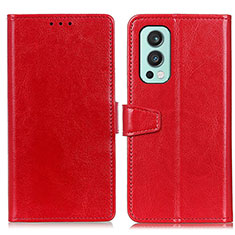 Custodia Portafoglio In Pelle Cover con Supporto A06D per OnePlus Nord 2 5G Rosso