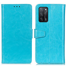 Custodia Portafoglio In Pelle Cover con Supporto A06D per Oppo A53s 5G Cielo Blu