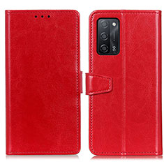 Custodia Portafoglio In Pelle Cover con Supporto A06D per Oppo A53s 5G Rosso