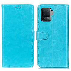 Custodia Portafoglio In Pelle Cover con Supporto A06D per Oppo A94 4G Cielo Blu