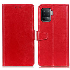 Custodia Portafoglio In Pelle Cover con Supporto A06D per Oppo A94 4G Rosso