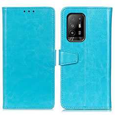 Custodia Portafoglio In Pelle Cover con Supporto A06D per Oppo A95 5G Cielo Blu