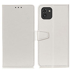 Custodia Portafoglio In Pelle Cover con Supporto A06D per Samsung Galaxy A03 Bianco