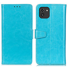 Custodia Portafoglio In Pelle Cover con Supporto A06D per Samsung Galaxy A03 Cielo Blu