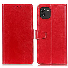 Custodia Portafoglio In Pelle Cover con Supporto A06D per Samsung Galaxy A03 Rosso