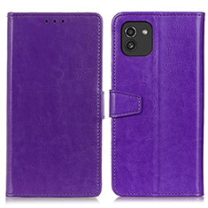 Custodia Portafoglio In Pelle Cover con Supporto A06D per Samsung Galaxy A03 Viola