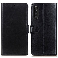 Custodia Portafoglio In Pelle Cover con Supporto A06D per Sony Xperia 10 III Lite Nero