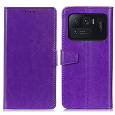 Custodia Portafoglio In Pelle Cover con Supporto A06D per Xiaomi Mi 11 Ultra 5G Viola