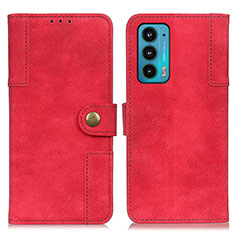 Custodia Portafoglio In Pelle Cover con Supporto A07D per Motorola Moto Edge 20 5G Rosso