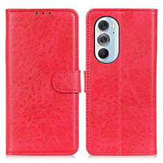 Custodia Portafoglio In Pelle Cover con Supporto A07D per Motorola Moto Edge Plus (2022) 5G Rosso