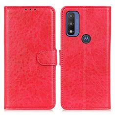 Custodia Portafoglio In Pelle Cover con Supporto A07D per Motorola Moto G Pure Rosso