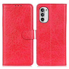 Custodia Portafoglio In Pelle Cover con Supporto A07D per Motorola MOTO G52 Rosso