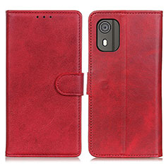 Custodia Portafoglio In Pelle Cover con Supporto A07D per Nokia C02 Rosso