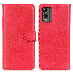 Custodia Portafoglio In Pelle Cover con Supporto A07D per Nokia C210 Rosso