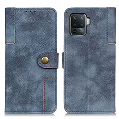 Custodia Portafoglio In Pelle Cover con Supporto A07D per Oppo Reno5 F Blu