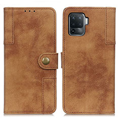 Custodia Portafoglio In Pelle Cover con Supporto A07D per Oppo Reno5 Lite Marrone