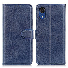 Custodia Portafoglio In Pelle Cover con Supporto A07D per Samsung Galaxy A03 Core Blu