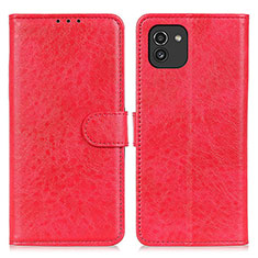 Custodia Portafoglio In Pelle Cover con Supporto A07D per Samsung Galaxy A03 Rosso