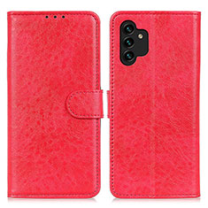 Custodia Portafoglio In Pelle Cover con Supporto A07D per Samsung Galaxy A13 4G Rosso