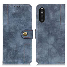 Custodia Portafoglio In Pelle Cover con Supporto A07D per Sony Xperia 10 III Blu