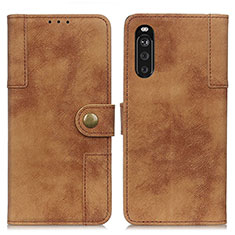 Custodia Portafoglio In Pelle Cover con Supporto A07D per Sony Xperia 10 III SO-52B Marrone