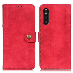 Custodia Portafoglio In Pelle Cover con Supporto A07D per Sony Xperia 10 III SO-52B Rosso