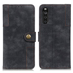 Custodia Portafoglio In Pelle Cover con Supporto A07D per Sony Xperia 10 III SOG04 Nero