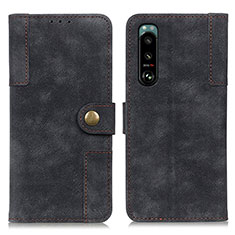 Custodia Portafoglio In Pelle Cover con Supporto A07D per Sony Xperia 5 III Nero