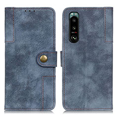 Custodia Portafoglio In Pelle Cover con Supporto A07D per Sony Xperia 5 III SO-53B Blu