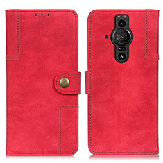 Custodia Portafoglio In Pelle Cover con Supporto A07D per Sony Xperia PRO-I Rosso