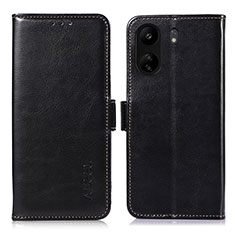 Custodia Portafoglio In Pelle Cover con Supporto A07D per Xiaomi Poco C65 Nero