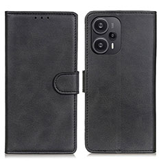 Custodia Portafoglio In Pelle Cover con Supporto A07D per Xiaomi Poco F5 5G Nero