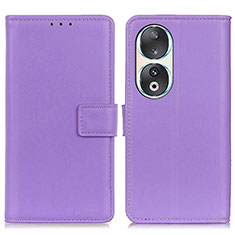 Custodia Portafoglio In Pelle Cover con Supporto A08D per Huawei Honor 90 5G Viola