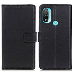 Custodia Portafoglio In Pelle Cover con Supporto A08D per Motorola Moto E20 Nero