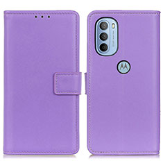 Custodia Portafoglio In Pelle Cover con Supporto A08D per Motorola Moto G31 Viola