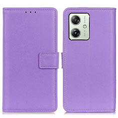 Custodia Portafoglio In Pelle Cover con Supporto A08D per Motorola Moto G54 5G Viola