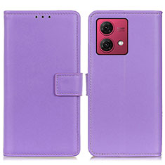 Custodia Portafoglio In Pelle Cover con Supporto A08D per Motorola Moto G84 5G Viola