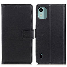 Custodia Portafoglio In Pelle Cover con Supporto A08D per Nokia C12 Nero