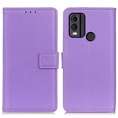 Custodia Portafoglio In Pelle Cover con Supporto A08D per Nokia C22 Viola