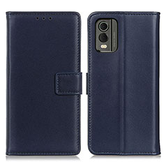 Custodia Portafoglio In Pelle Cover con Supporto A08D per Nokia C32 Blu