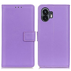 Custodia Portafoglio In Pelle Cover con Supporto A08D per Nothing Phone 2 Viola