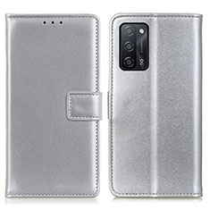 Custodia Portafoglio In Pelle Cover con Supporto A08D per Oppo A53s 5G Argento