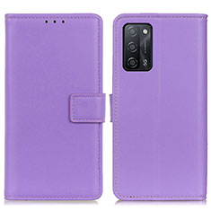 Custodia Portafoglio In Pelle Cover con Supporto A08D per Oppo A53s 5G Viola