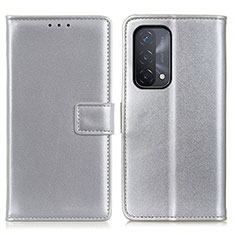 Custodia Portafoglio In Pelle Cover con Supporto A08D per Oppo A74 5G Argento