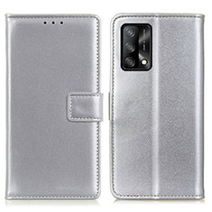 Custodia Portafoglio In Pelle Cover con Supporto A08D per Oppo A95 4G Argento