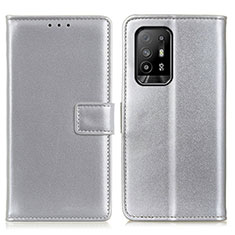 Custodia Portafoglio In Pelle Cover con Supporto A08D per Oppo A95 5G Argento