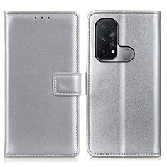 Custodia Portafoglio In Pelle Cover con Supporto A08D per Oppo Reno5 A Argento