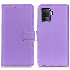 Custodia Portafoglio In Pelle Cover con Supporto A08D per Oppo Reno5 F Viola